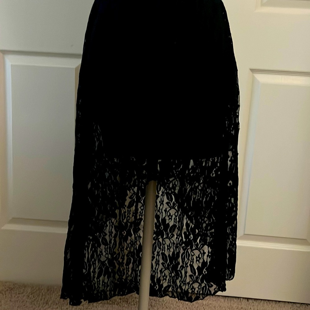 Black Lace Asymmetrical Skirt